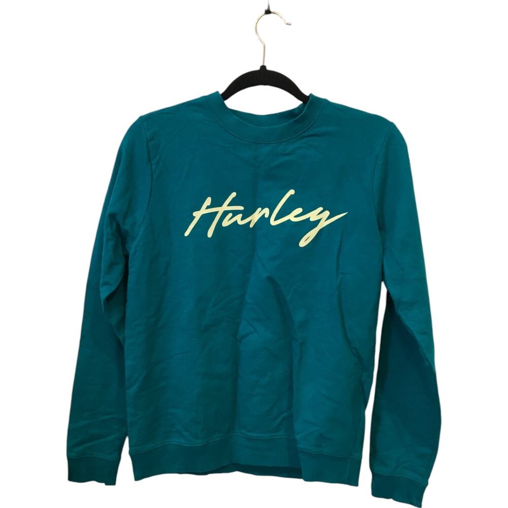 Hurley Sweatshirt Mens Small Turquoise Blue Crew Neck Long Sleeve Knit Pullover